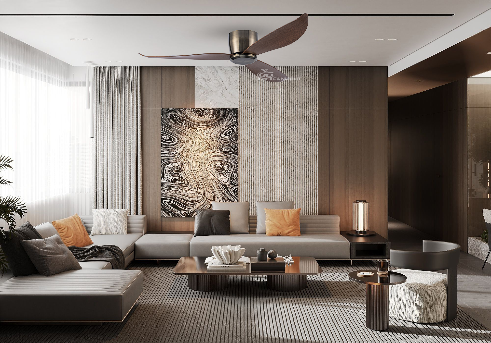 Quạt ốp trần 3 cánh cho phòng khách Fanlight FL HD-303