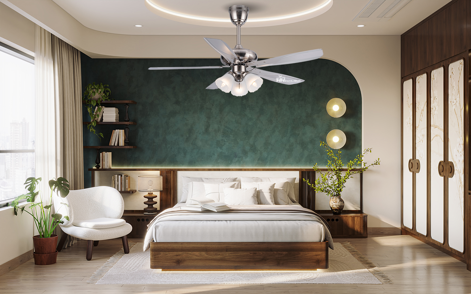 Quạt trần cổ điển trang trí phòng ngủ FL CD-506