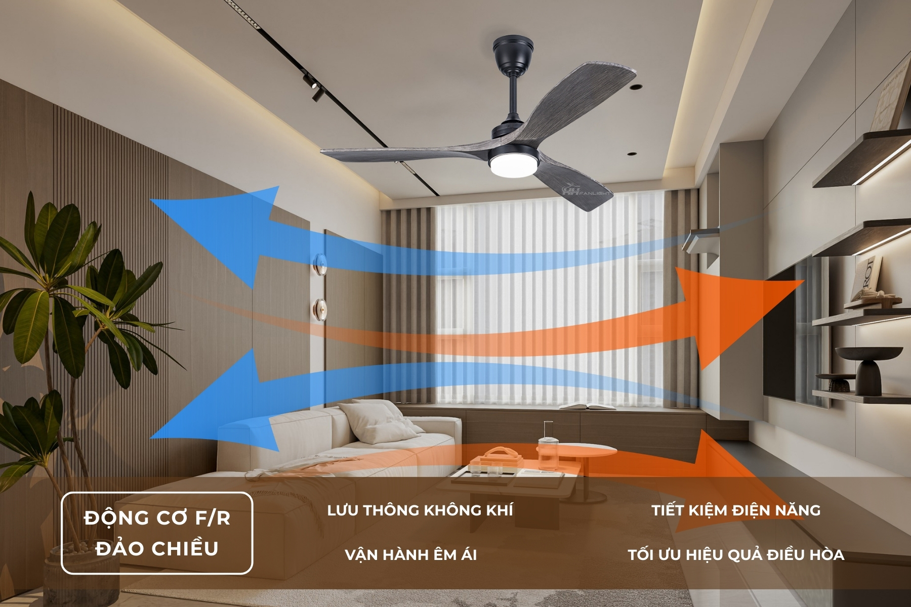 Lợi ích khi sử dụng quạt trần động cơ đảo chiều