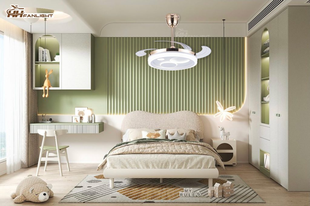 Quạt trần giấu cánh Fanlight FL HD-405 trang trí phòng ngủ